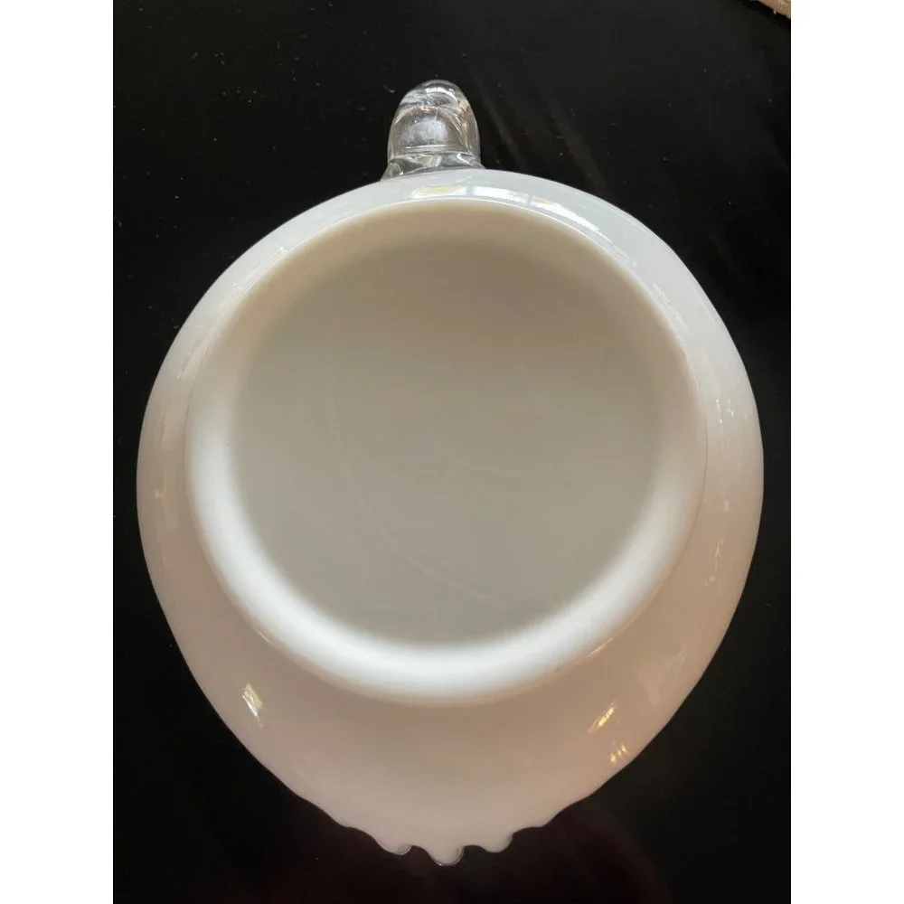 Vintage Fenton Milk Glass Ruffled Silvercrest Heart Dish